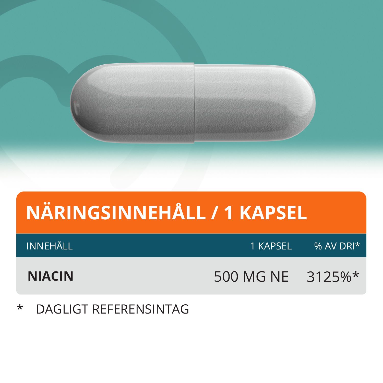 Topformula | Niacin | Vitamin B3 | 500 mg | 100 kapslar