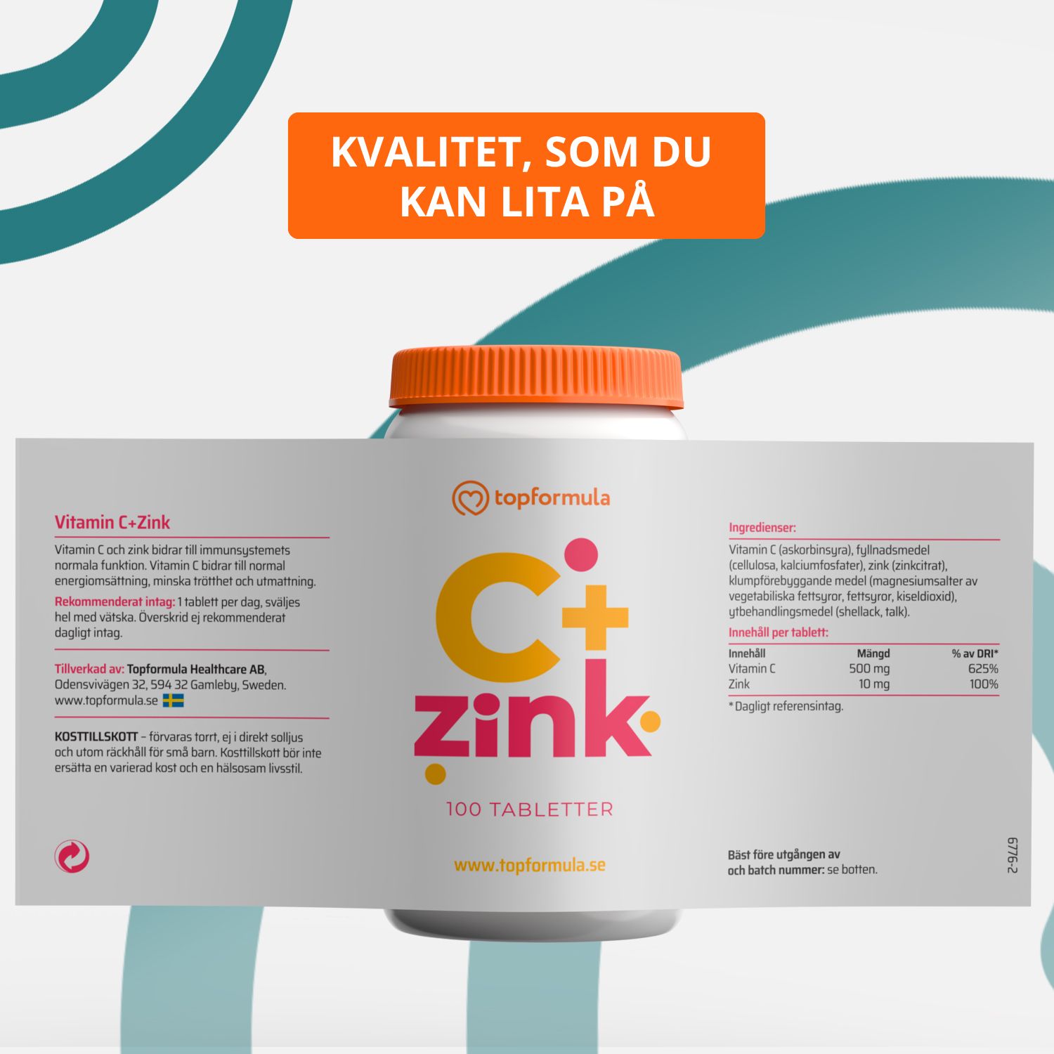Topformula | Vitamin C + Zink | 100 tabletter