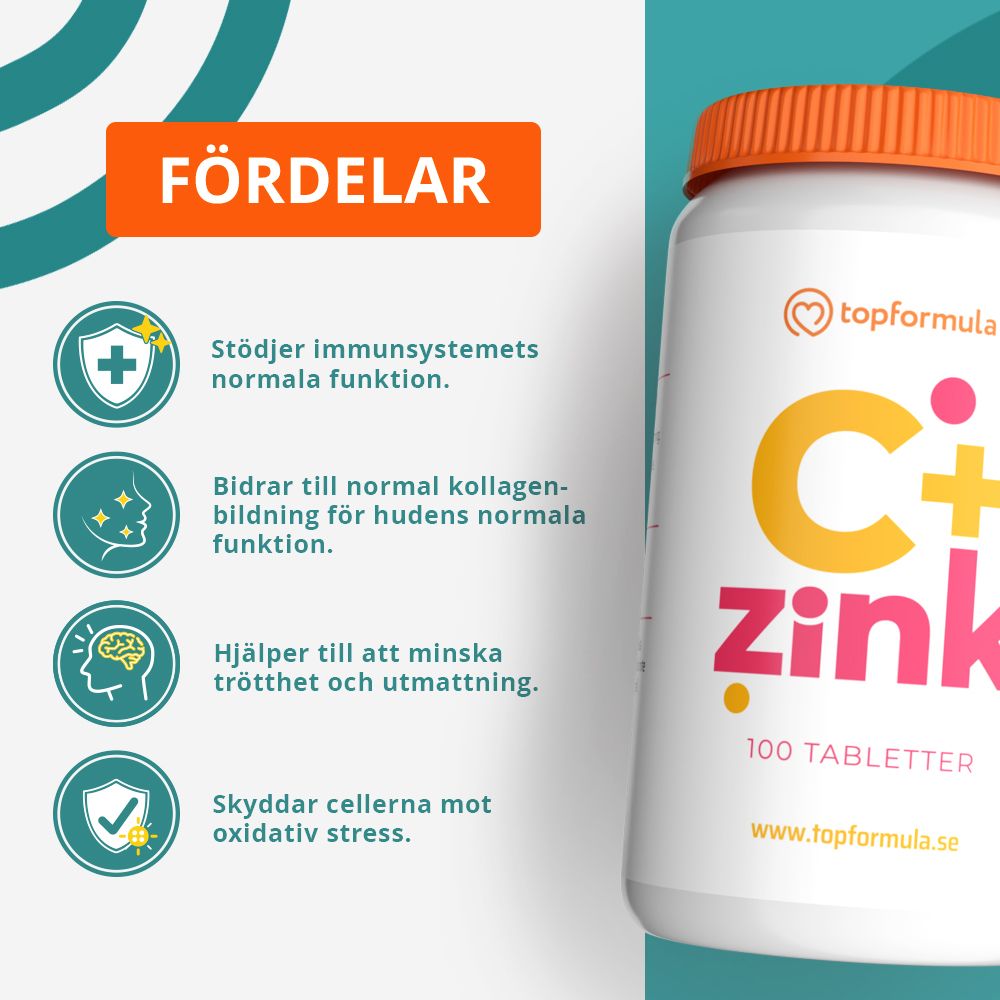 Topformula | Vitamin C + Zink | 100 tabletter
