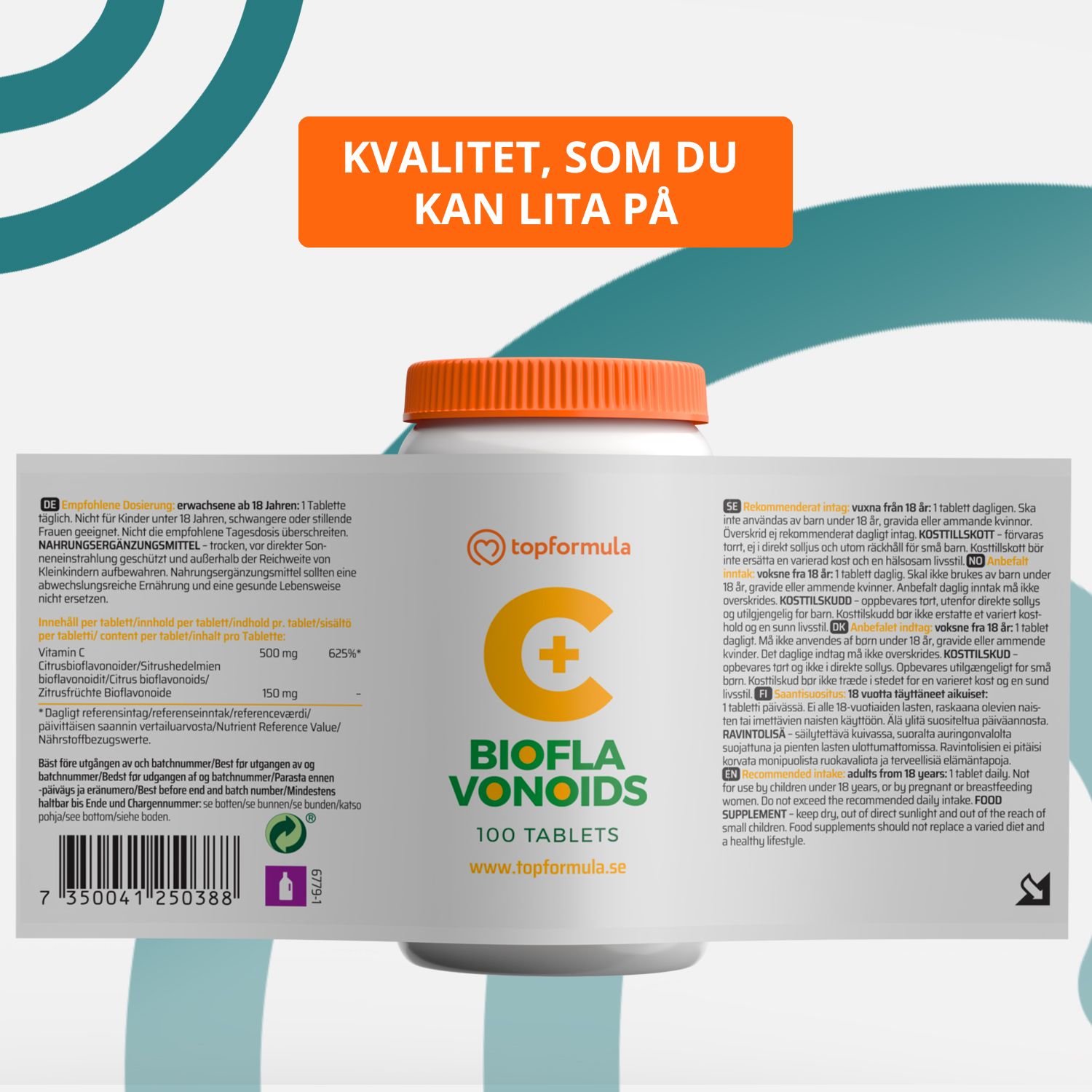 Topformula | Vitamin C + Bioflavonoider | 100 tabletter