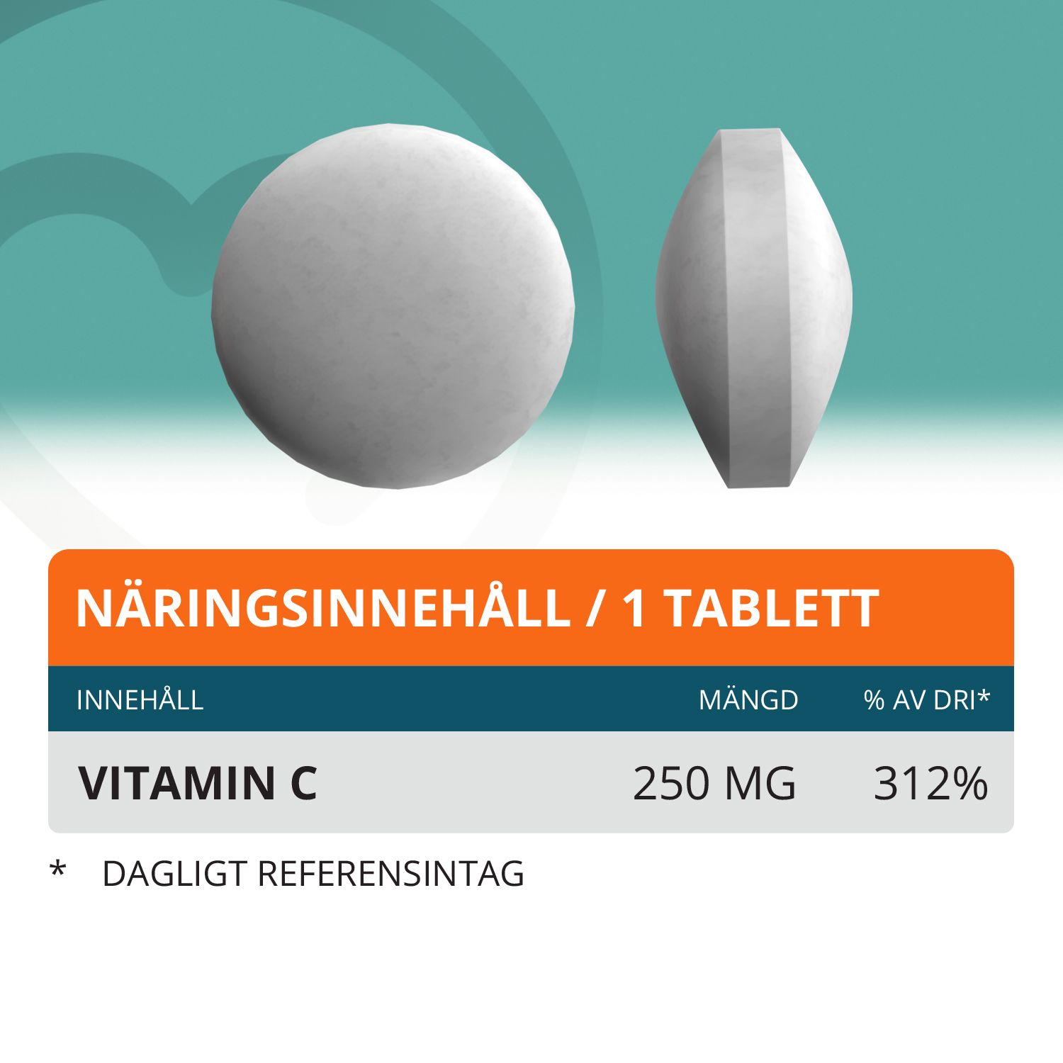 Topformula | Vitamin C Tugg Apelsin | 250 mg | 100 tabletter