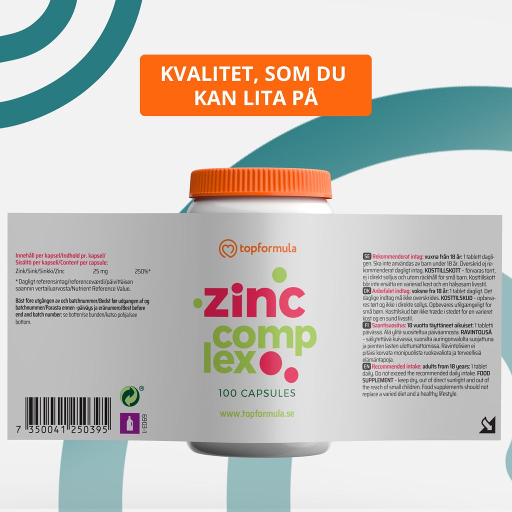Topformula | Zink Complex | 25 mg | 100 kapslar