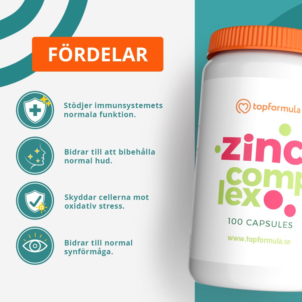 Topformula | Zink Complex | 25 mg | 100 kapslar