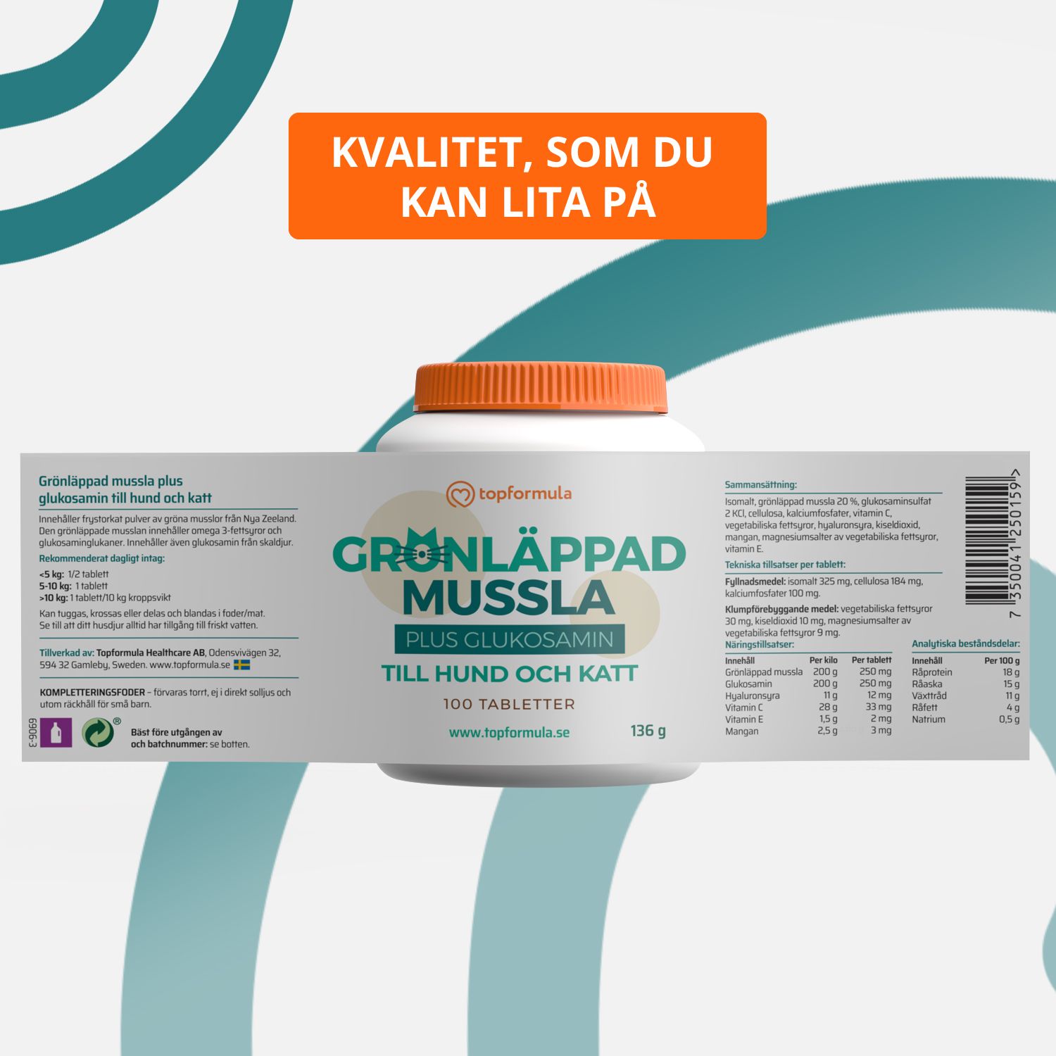 Topformula | Grönläppad Mussla Plus | 100 tabletter