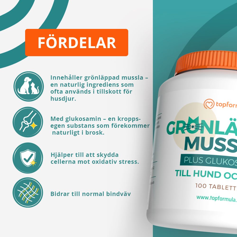 Topformula | Grönläppad Mussla Plus | 100 tabletter
