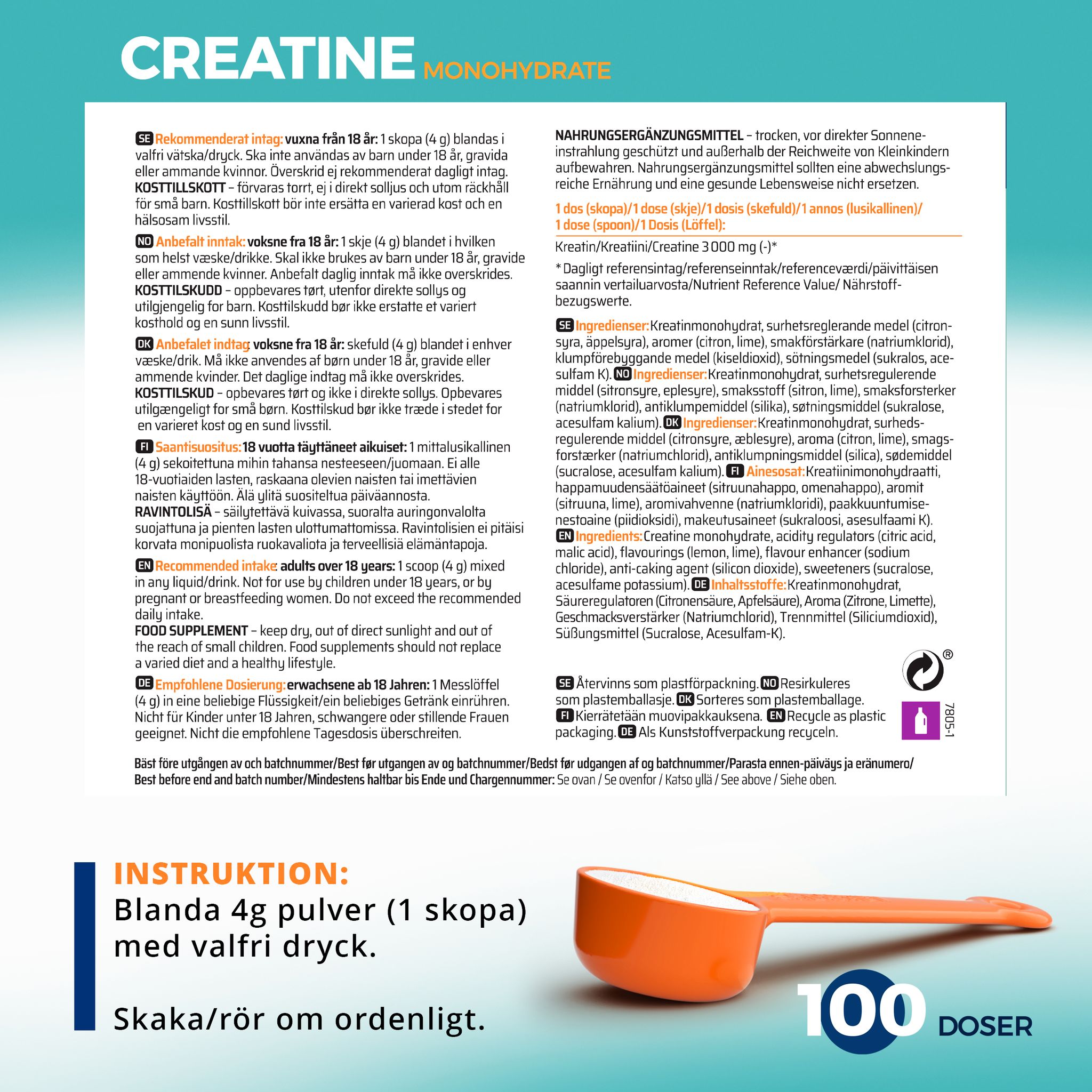 Topformula | Creatine Monohydrate | Lemon Lime - 400g