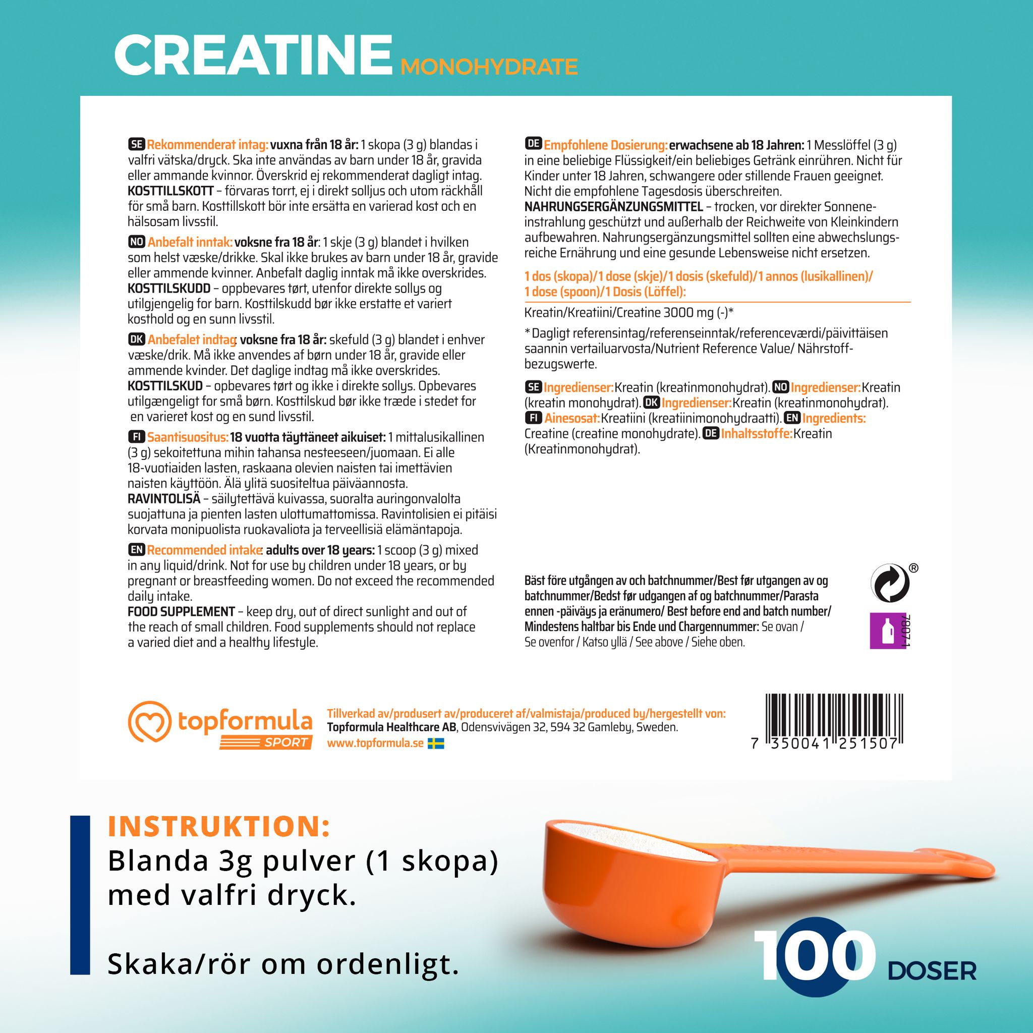 Topformula | Creatine Monohydrate - 300g