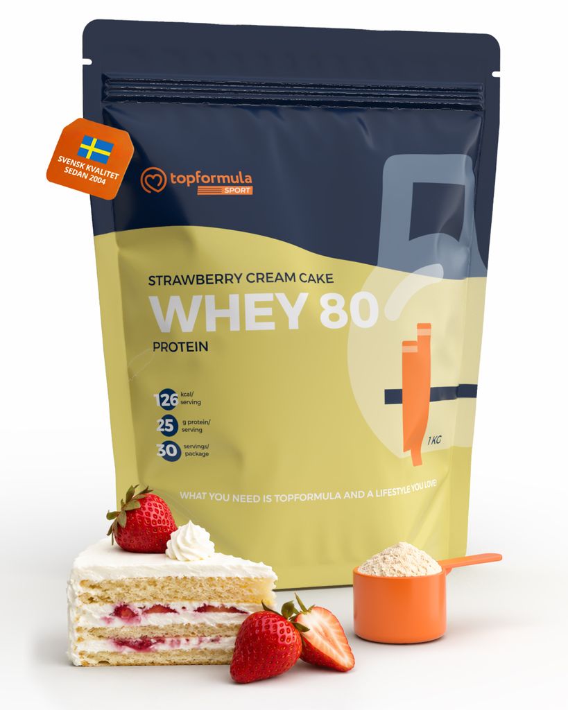 Topformula Sport | Whey 80% Protein Jordgubbstårta - 1000g
