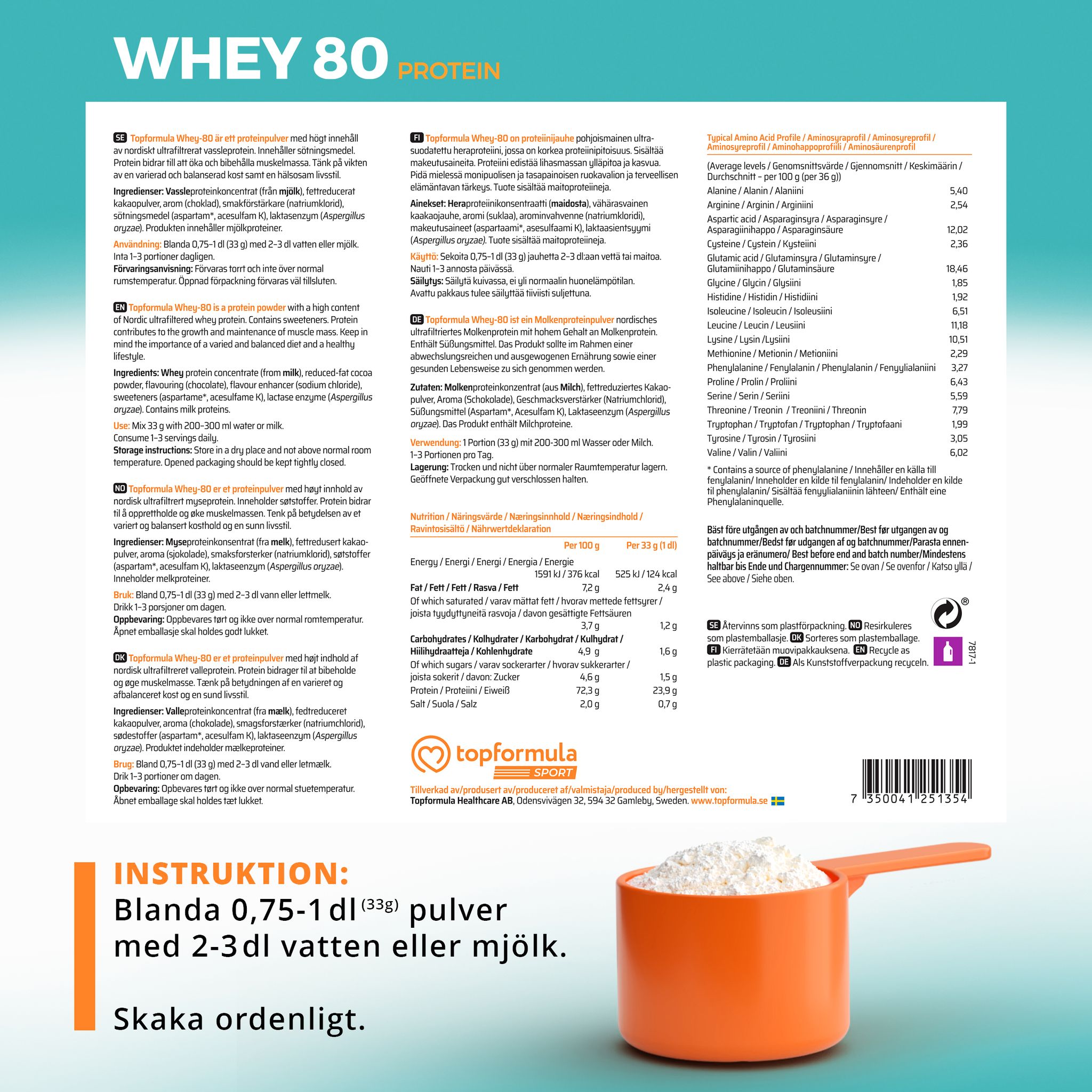 Topformula Sport | Whey 80% Protein Double Rich Chocolate - 1000g