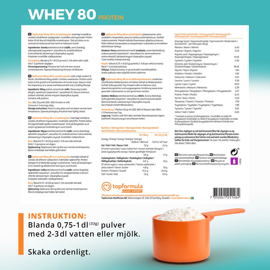 Topformula Sport | Whey 80% Protein Cookie Dough - 1000g