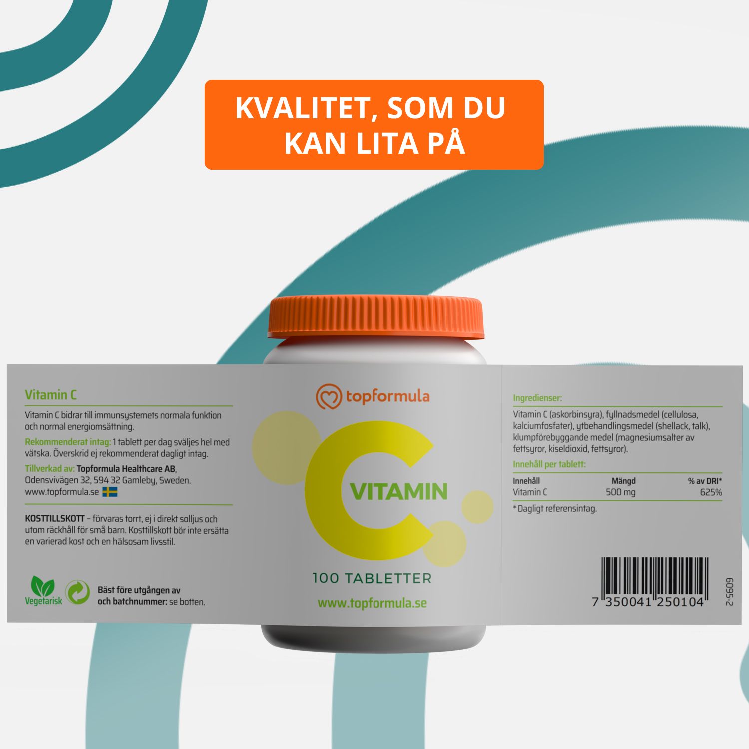 Topformula | Vitamin C | 500 mg | 100 tabletter