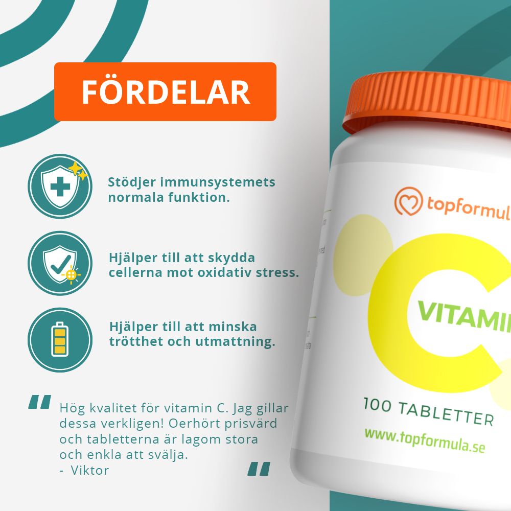 Topformula | Vitamin C | 500 mg | 100 tabletter