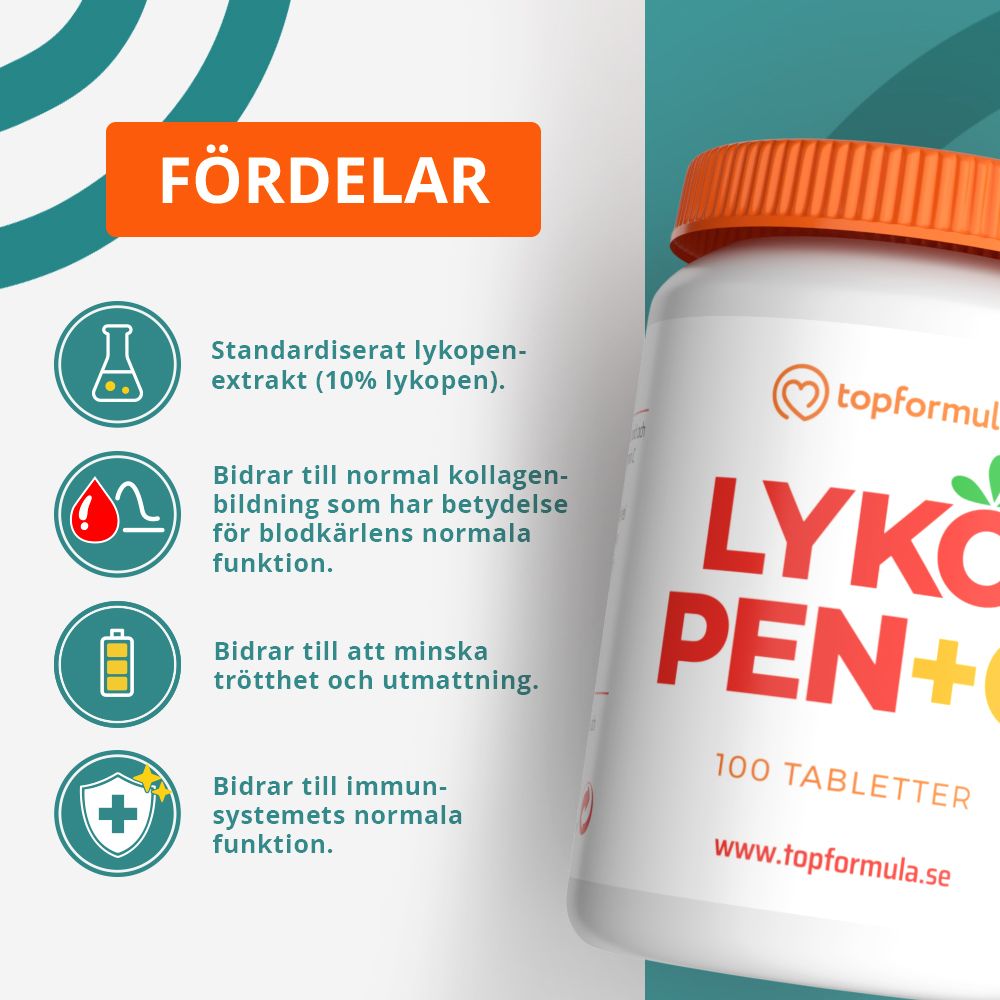 Topformula | Lykopen + vitamin C | 100 tabletter