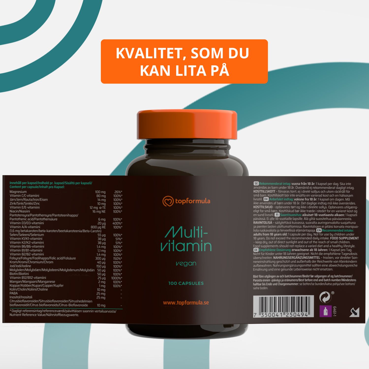 Topformula | Multivitamin Vegan | 100 kapslar