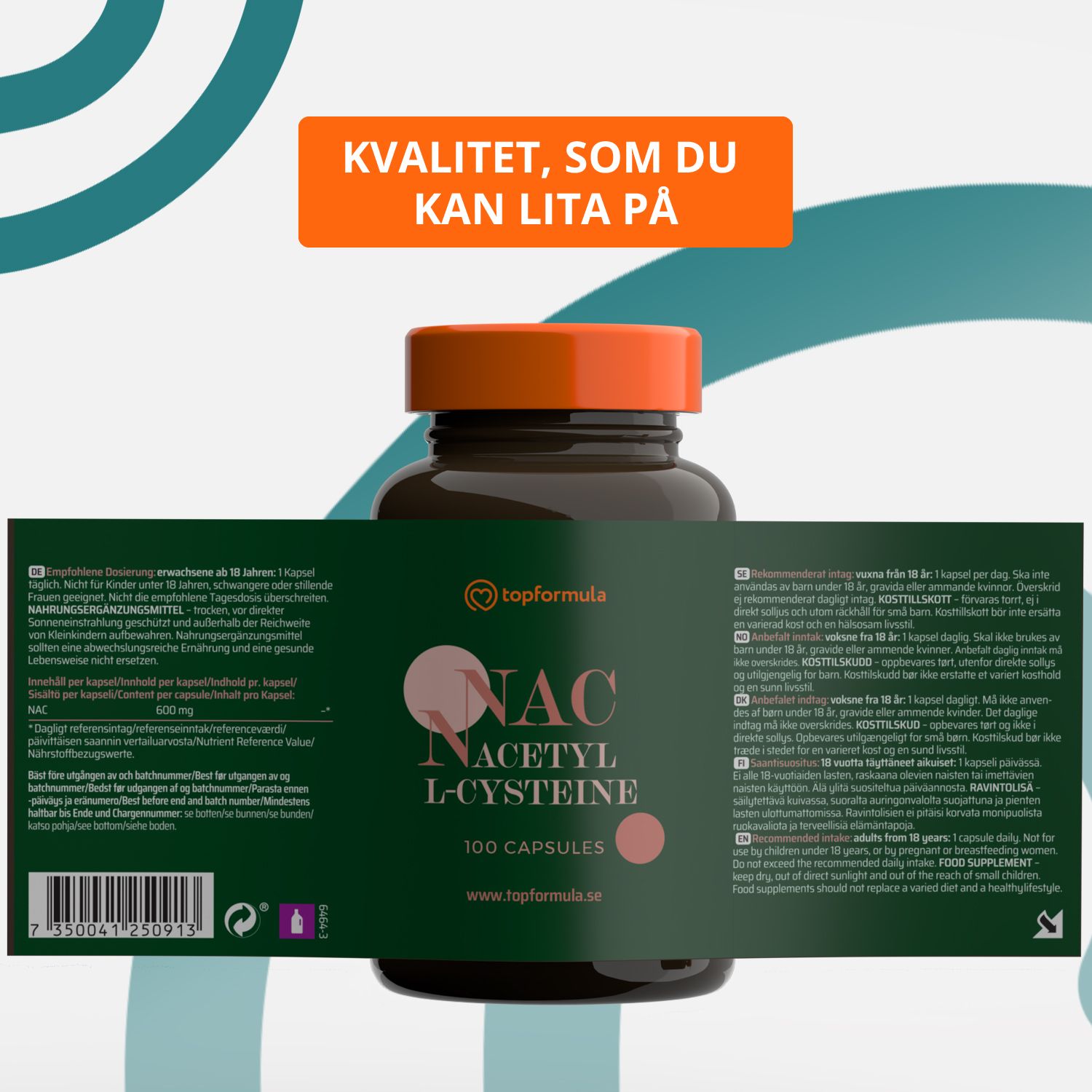 Topformula | NAC-N-Acetylcystein | 600 mg | 100 kapslar
