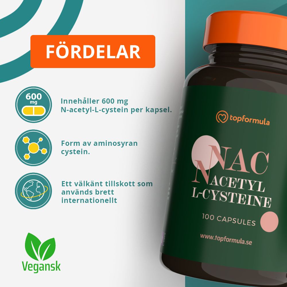 Topformula | NAC-N-Acetylcystein | 600 mg | 100 kapslar