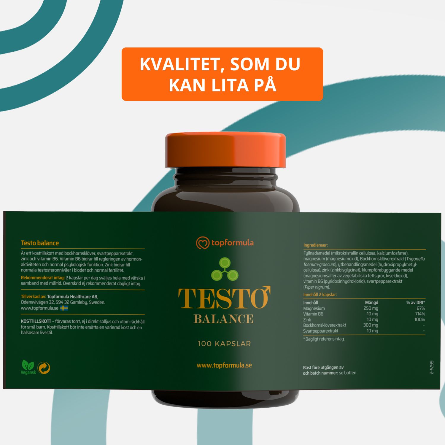 Topformula | Testo Balance | 100 kapslar