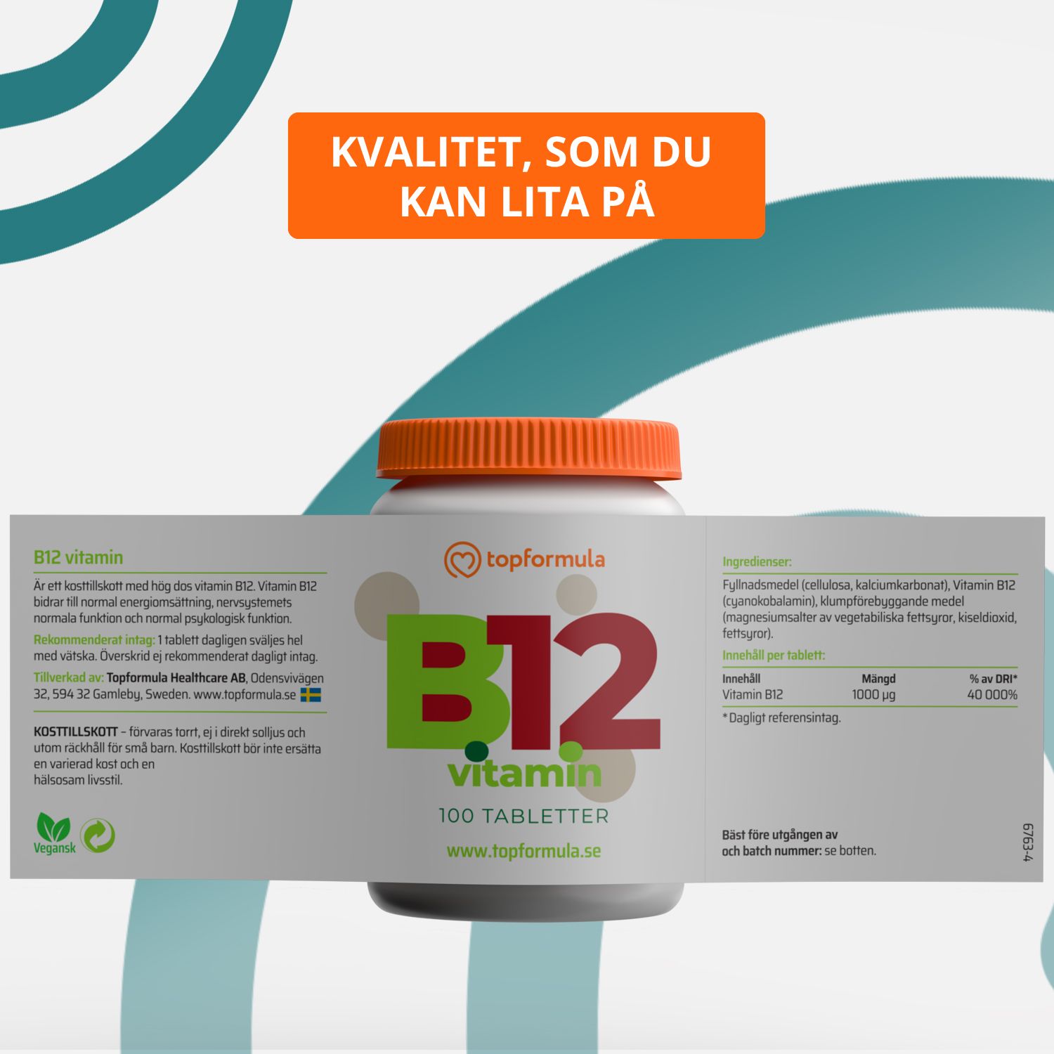 Topformula | Vitamin B12 | Kobalamin | 1000 µg | 100 tabletter