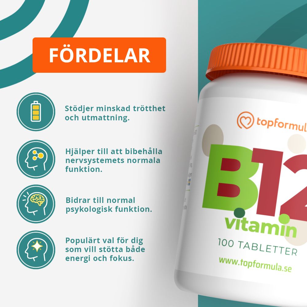 Topformula | Vitamin B12 | Kobalamin | 1000 µg | 100 tabletter