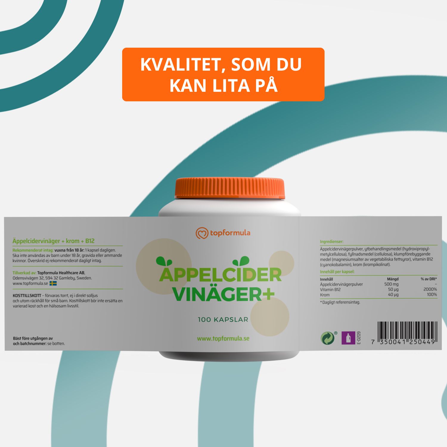 Topformula | Äppelcidervinäger Plus | 100 kapslar
