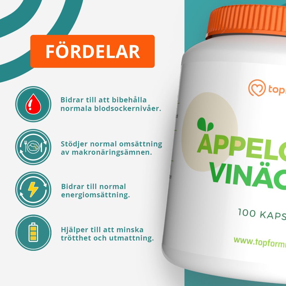 Topformula | Äppelcidervinäger Plus | 100 kapslar