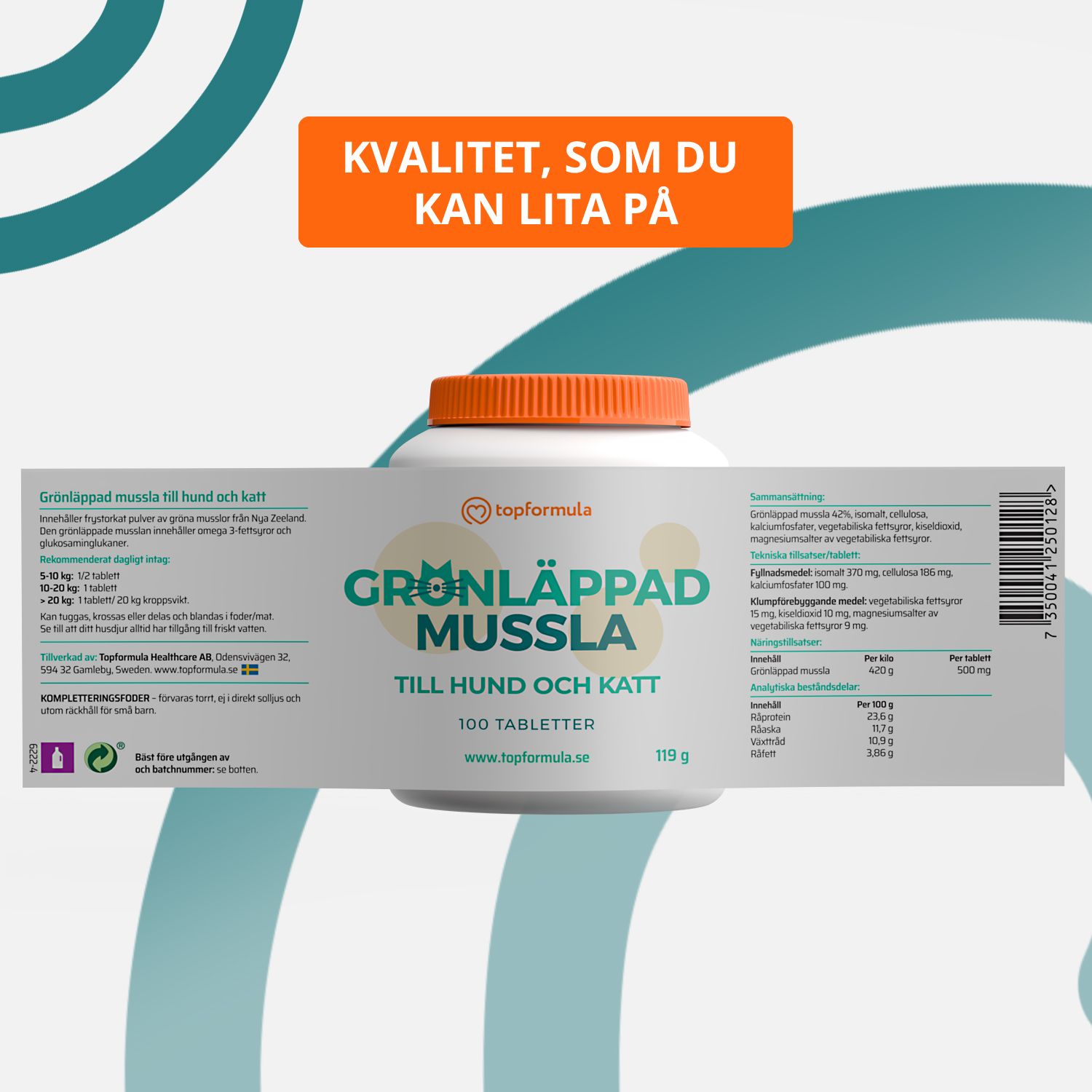 Topformula | Grönläppad Mussla | 500 mg | 100 tabletter