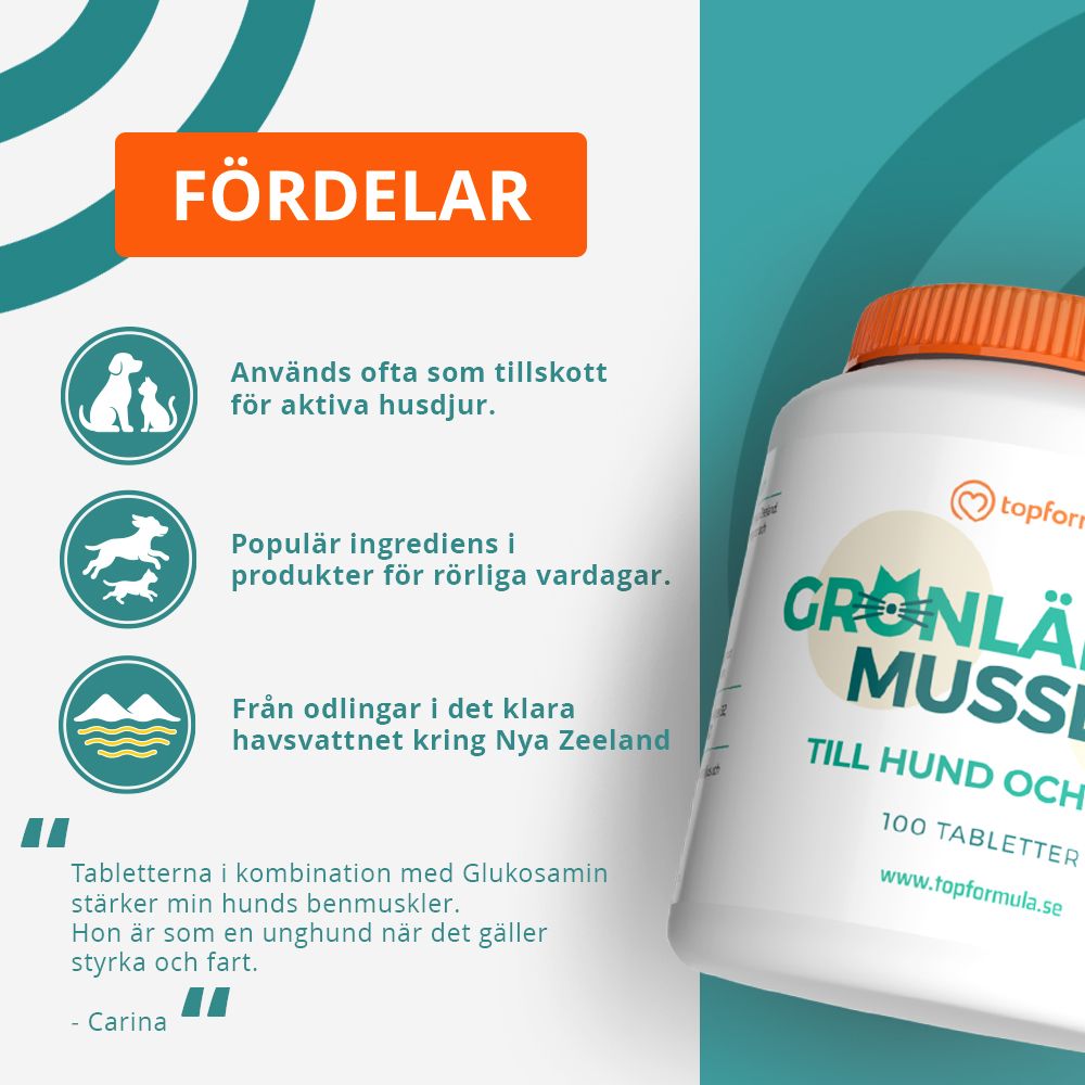 Topformula | Grönläppad Mussla | 500 mg | 100 tabletter