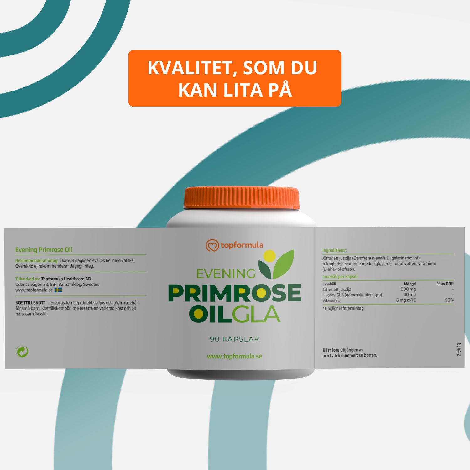 Topformula | Evening Primerose Oil GLA | 1000 mg | 90 kapslar