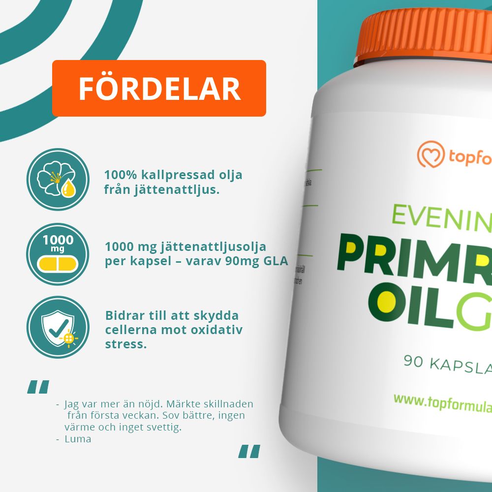 Topformula | Evening Primerose Oil GLA | 1000 mg | 90 kapslar