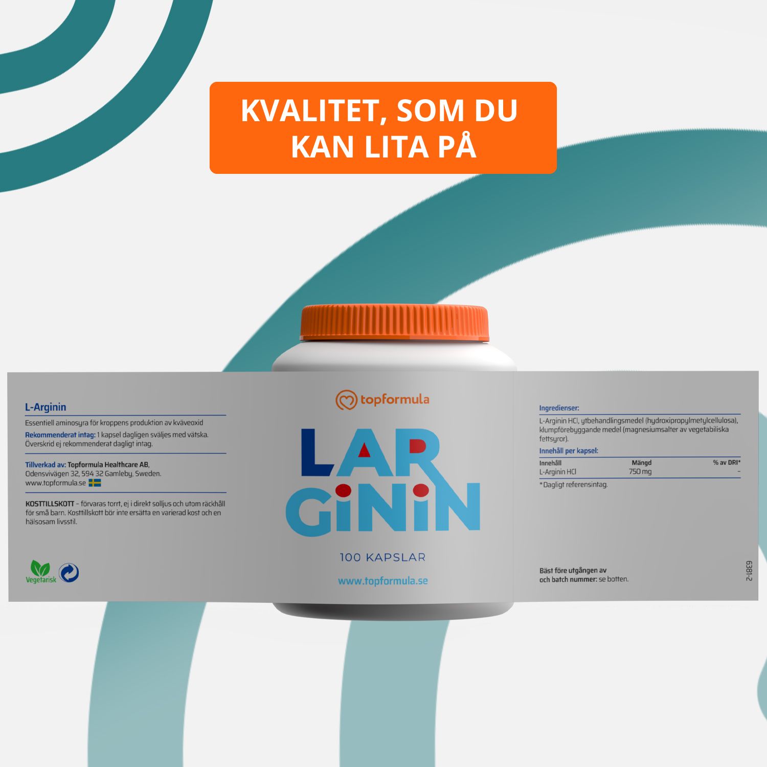 Topformula | L-Arginin | 750 mg | 100 kapslar