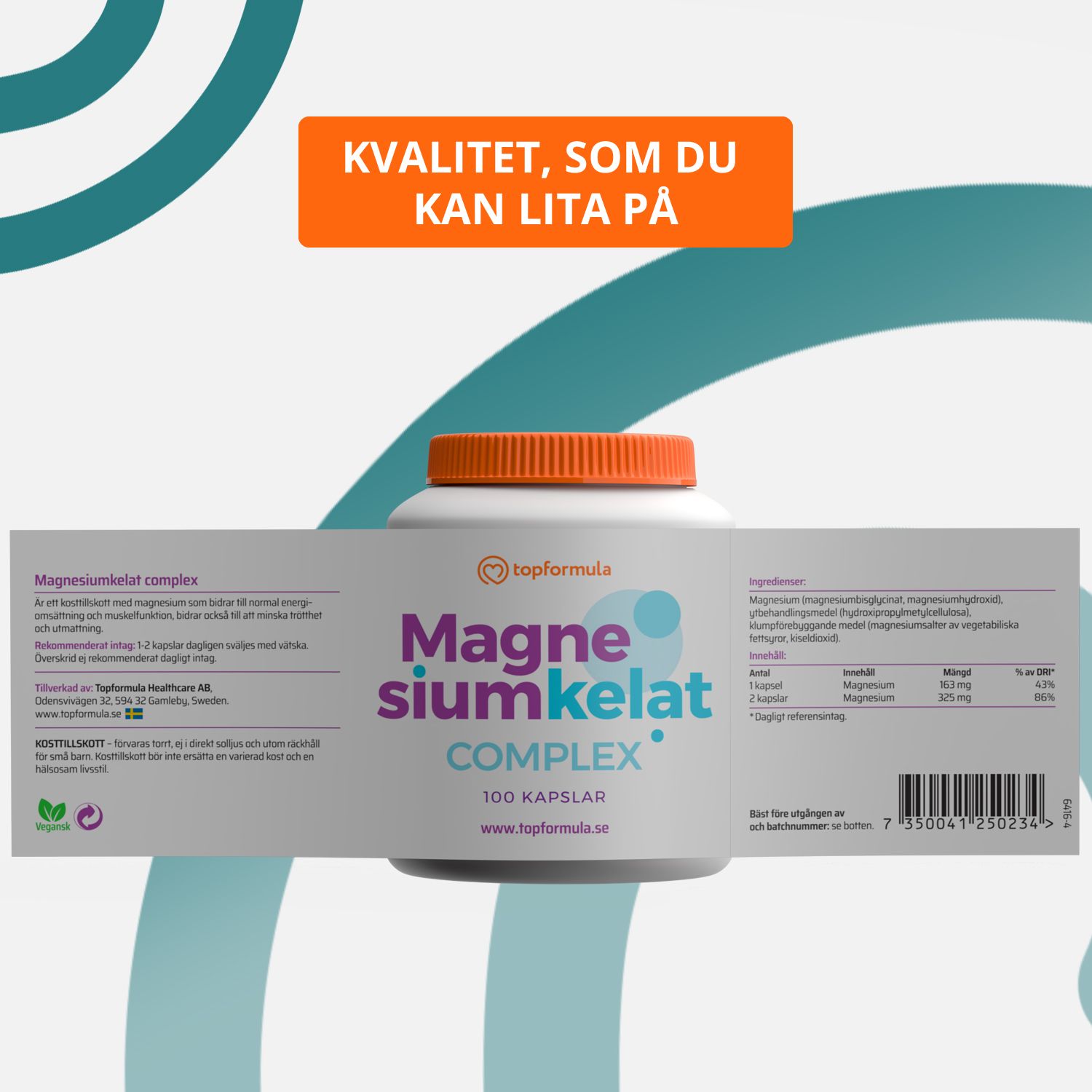 Topformula | Magnesiumkelat Complex | 100 kapslar