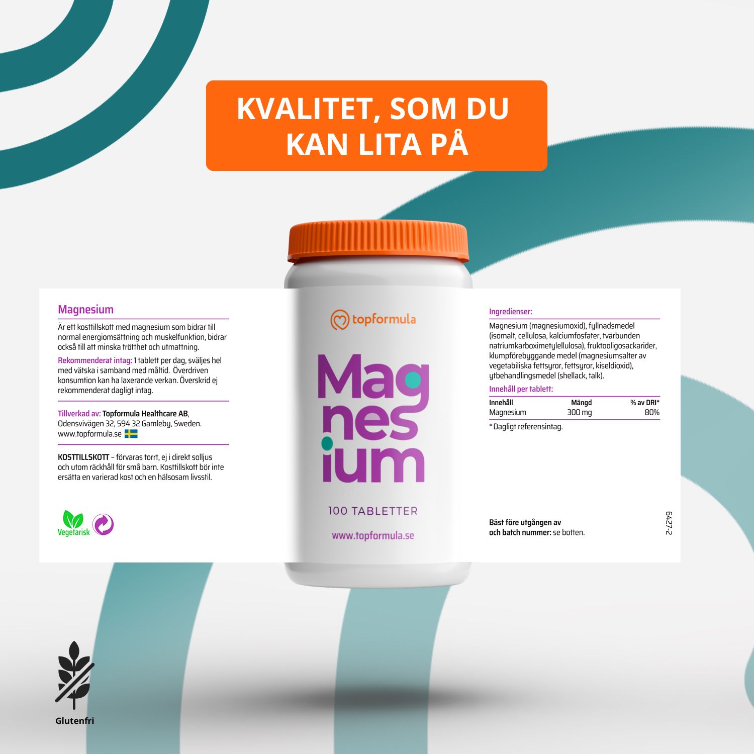 Topformula | Magnesium 300 mg | 100 tabletter