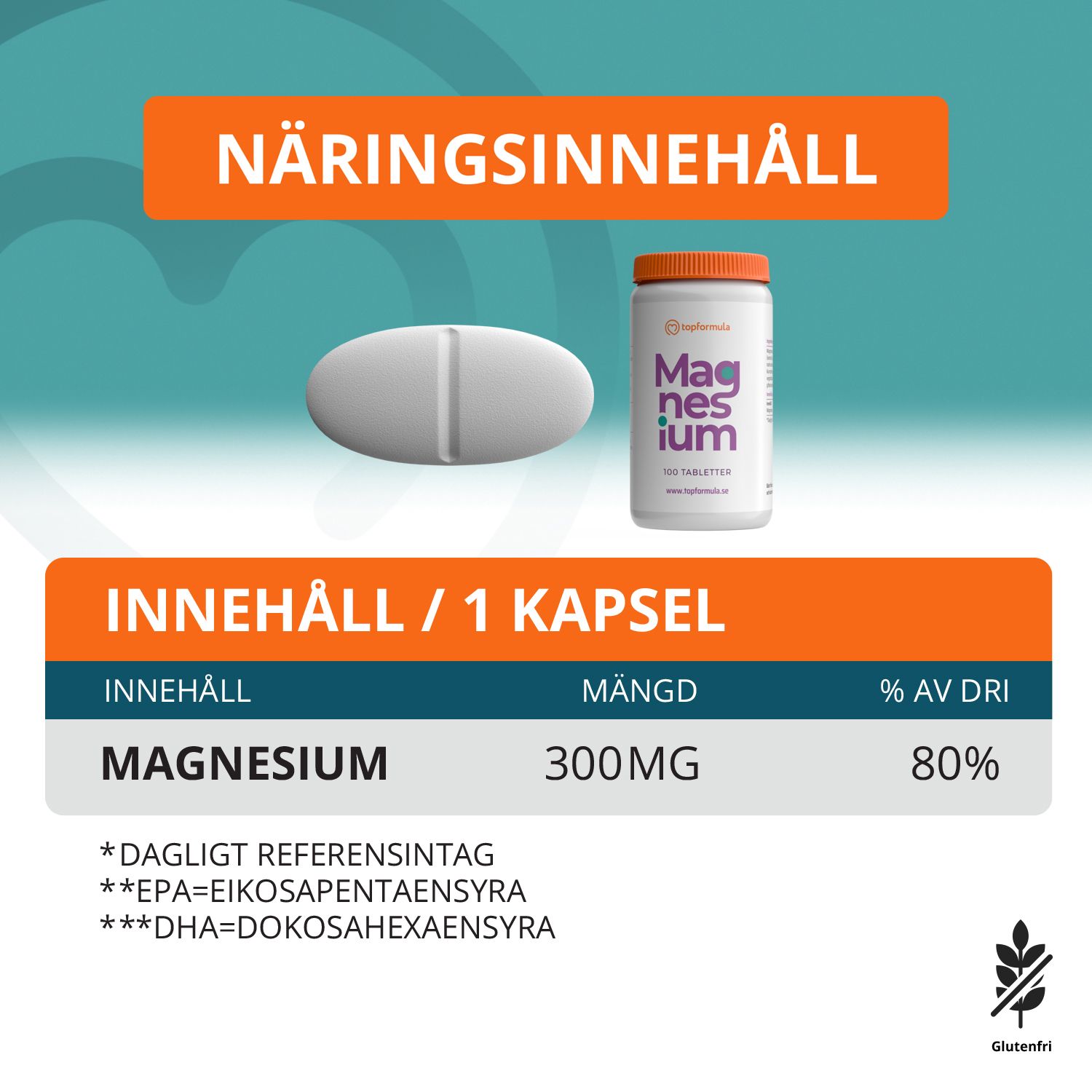 Topformula | Magnesium 300 mg | 100 tabletter