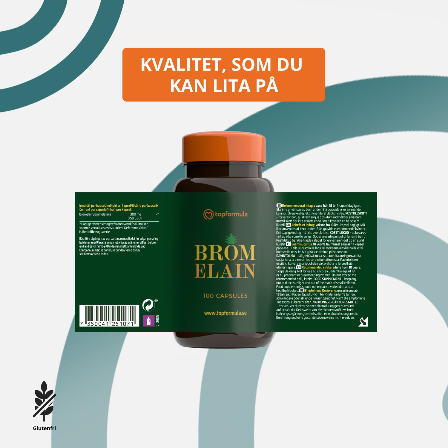 Topformula | Bromelain | 300 mg | 100 kapslar