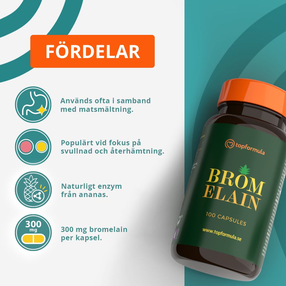 Topformula | Bromelain | 300 mg | 100 kapslar