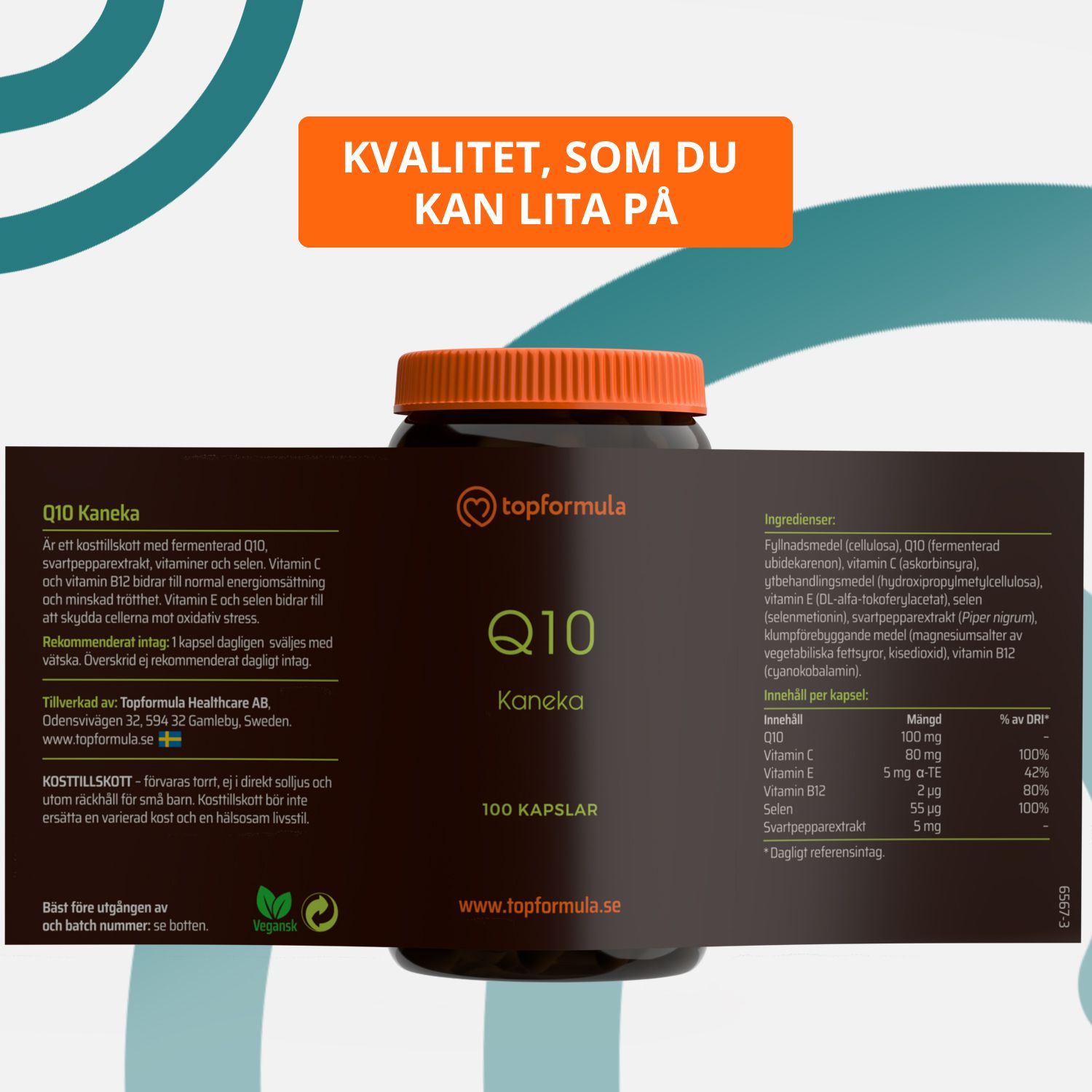 Topformula | Q10 Kaneka | 100 mg | 100 kapslar