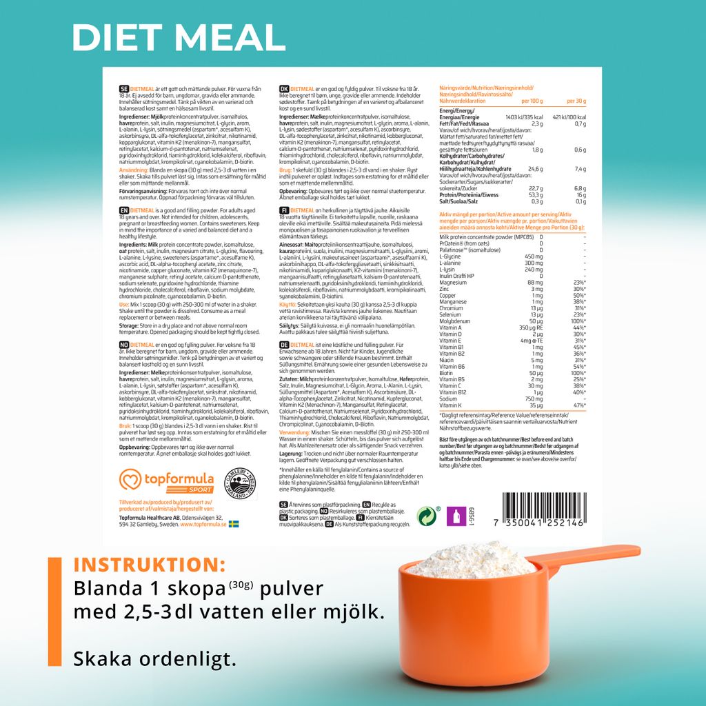 Topformula Sport | Diet Meal Päron & Vanilj - 500g