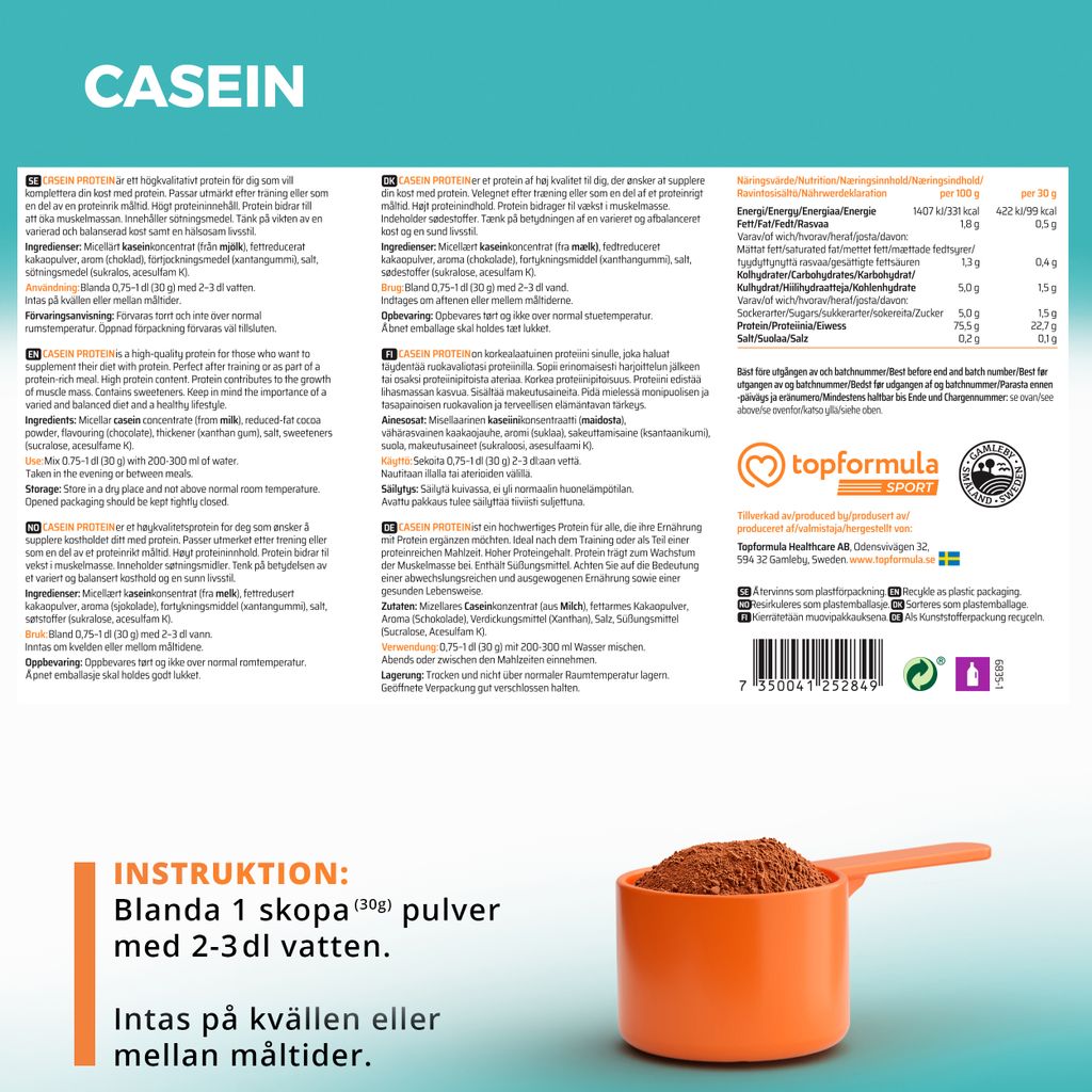 Topformula Sport | Casein Double-Rich Chocolate - 1000g