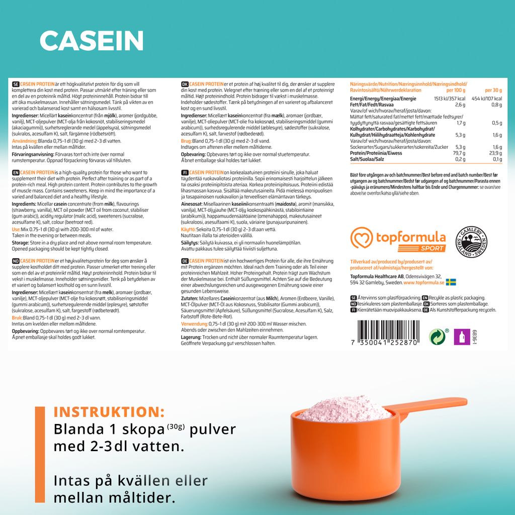 Topformula Sport | Casein Strawberry - 1000g