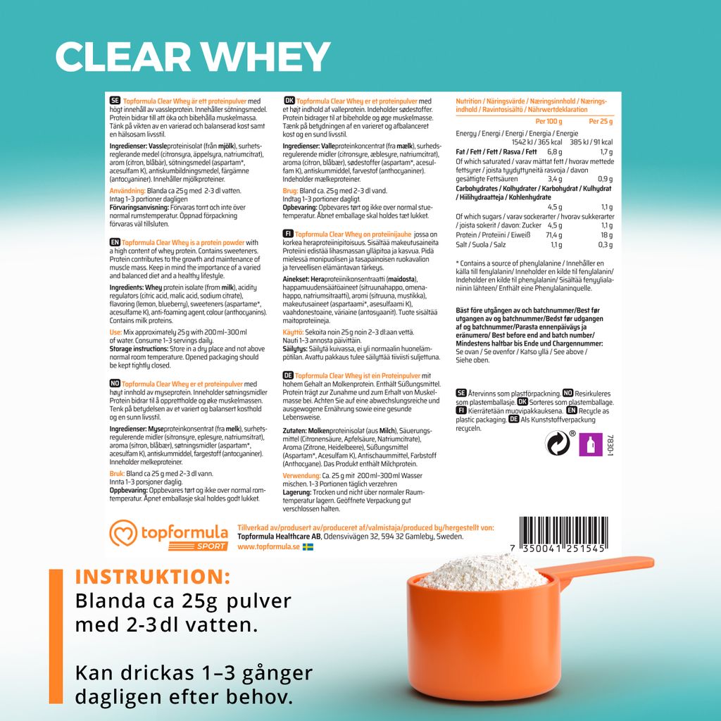 Topformula Sport | Clear Whey Blueberry & Lemon - 500g