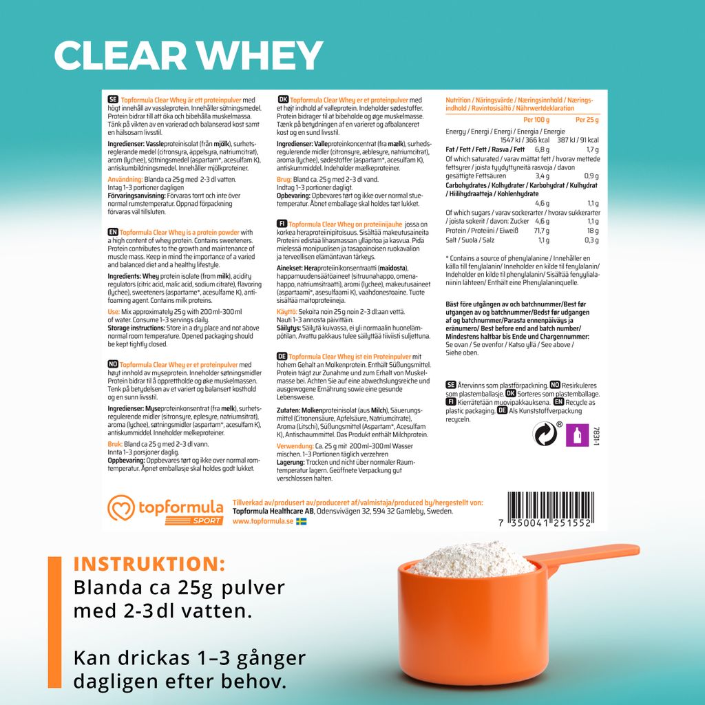 Topformula Sport | Clear Whey Litchie - 500g