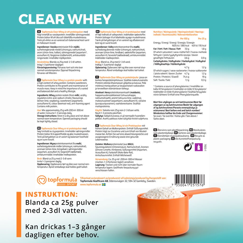 Topformula Sport | Clear Whey Raspberry Lemonade - 500g