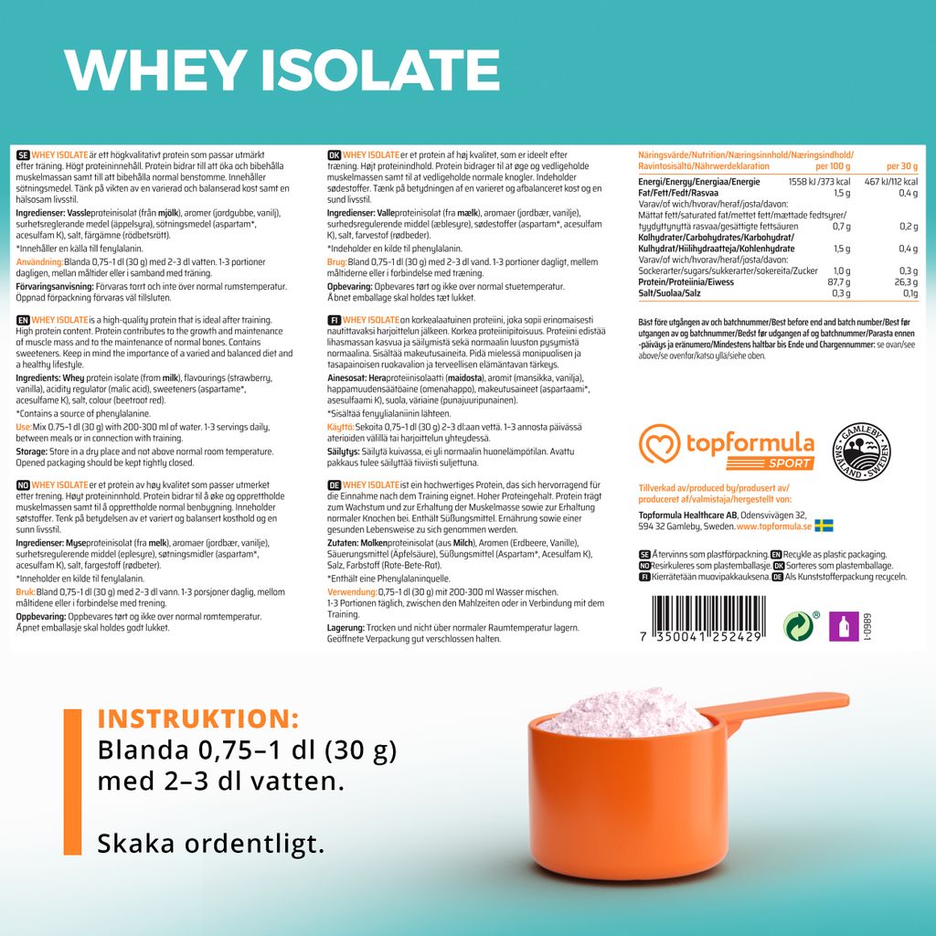 Topformula Sport | Whey Isolate Strawberry Delight - 1000g