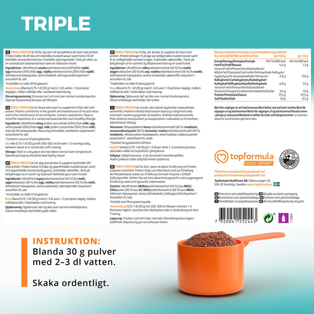 Topformula Sport | Triple Protein Double Chocolate - 1000g