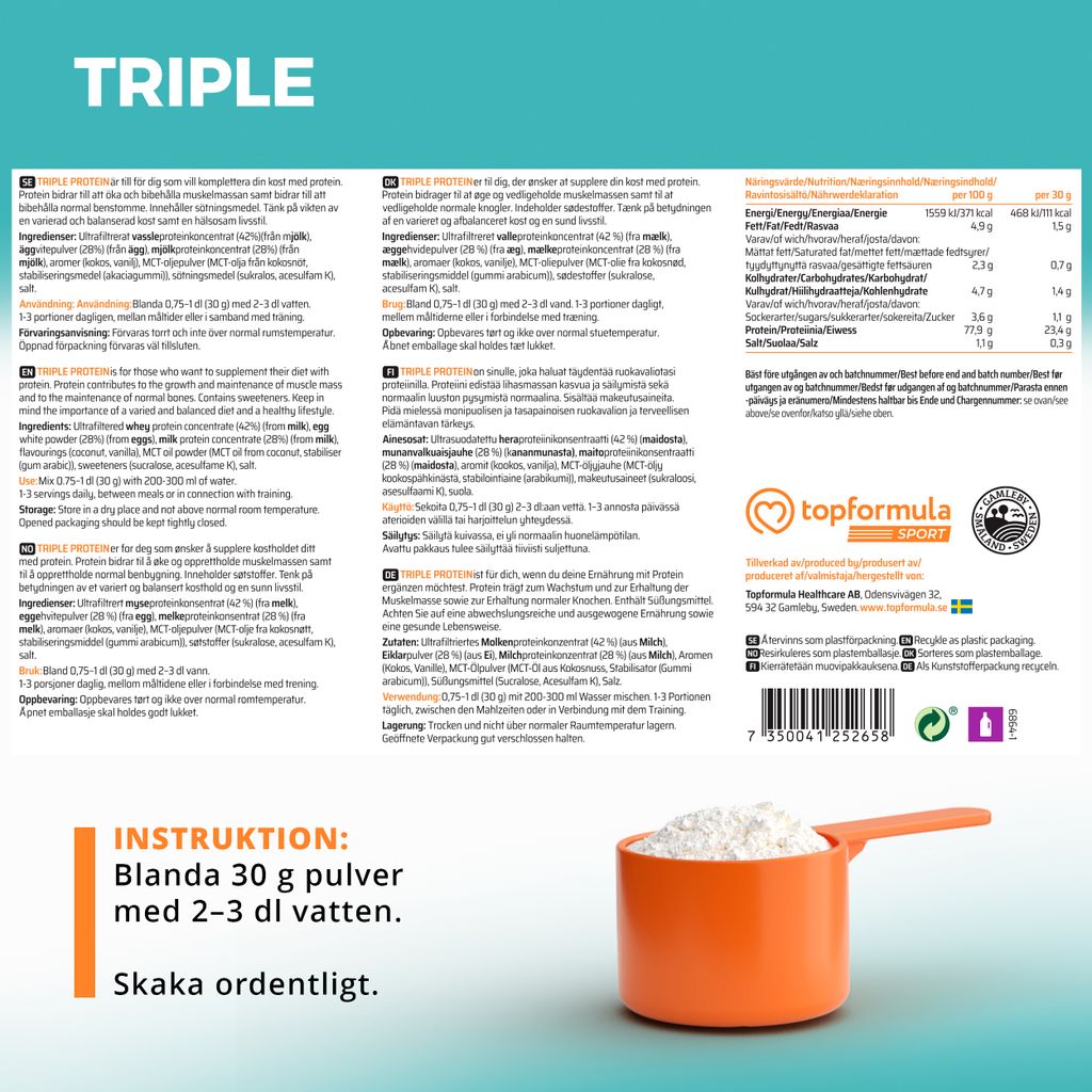 Topformula Sport | Triple Protein Coconut - 1000g