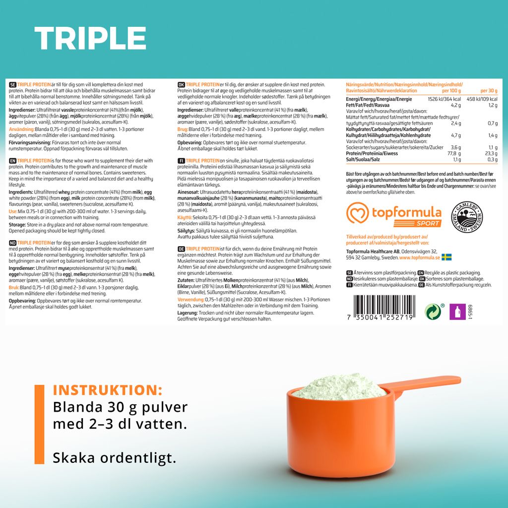 Topformula Sport | Triple Protein Pear & Vanilla - 1000g