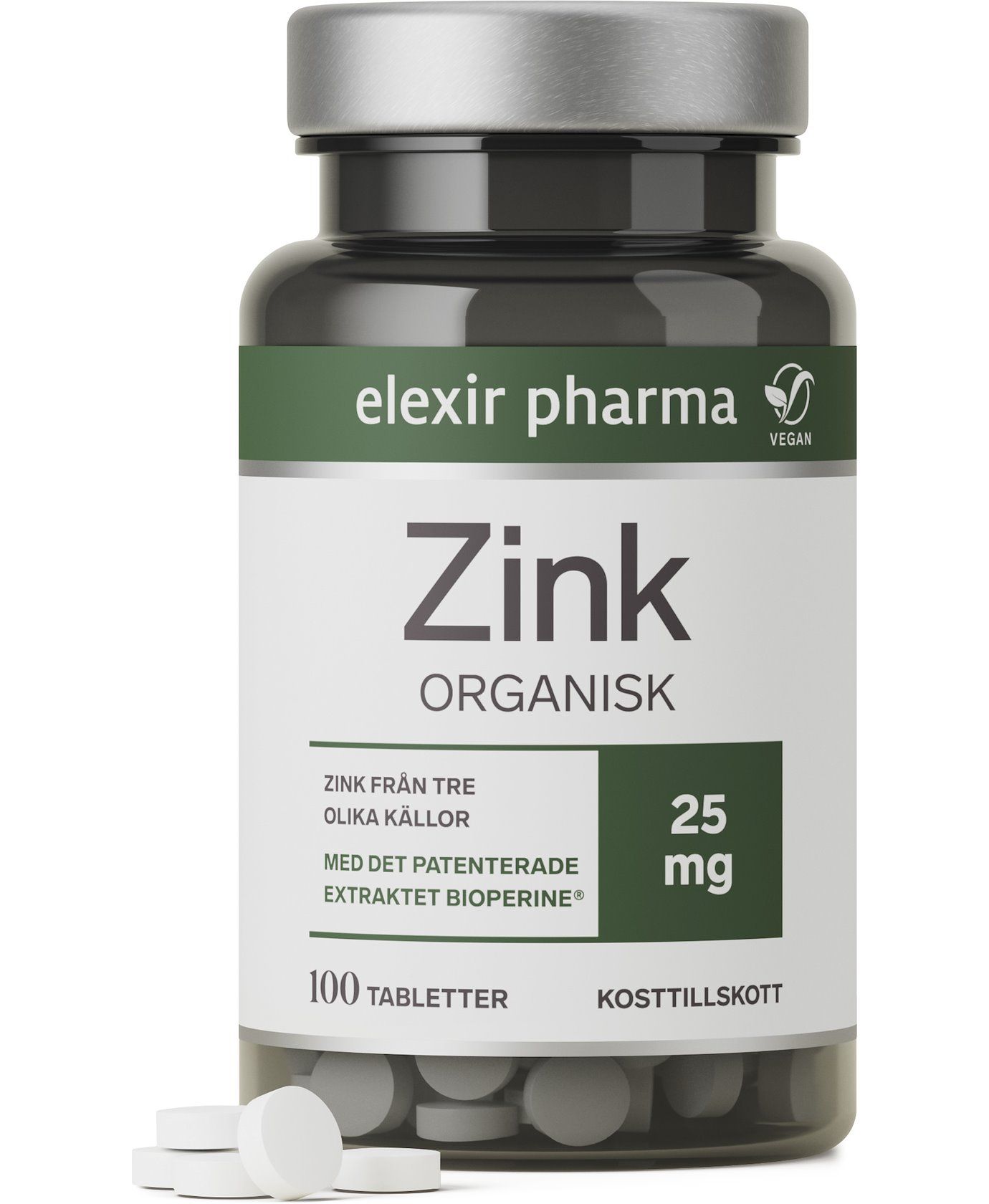 Elexir Pharma | Organisk Zink 25 mg