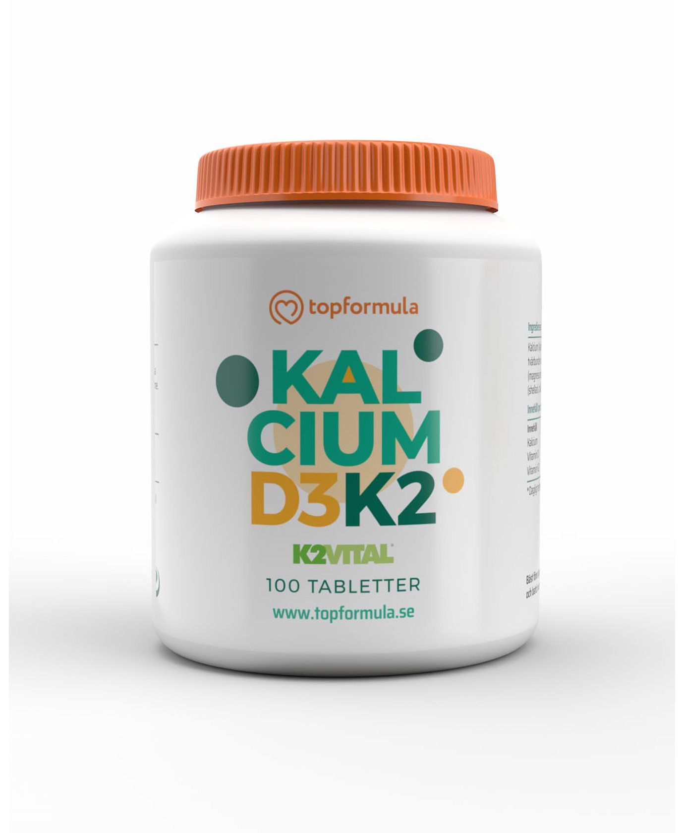 Topformula | Kalcium + Vitamin D3 och K2 | 100 tabletter