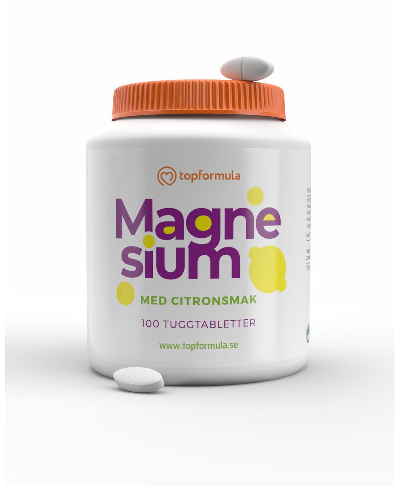 Topformula | Magnesium Tugg Citron | 100 tabletter