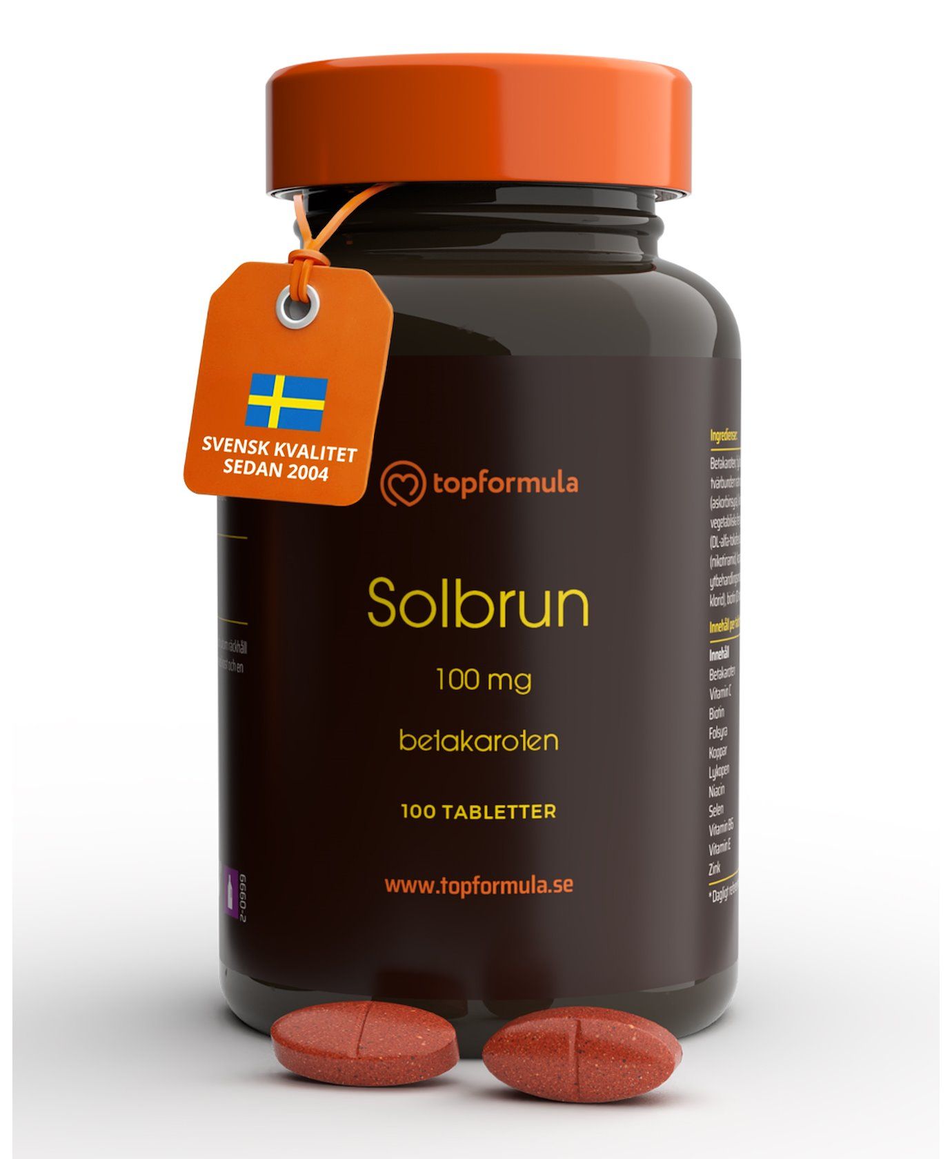 Topformula | Solbrun | Betakaroten 100 mg | 100 tabletter